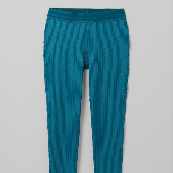 NWT prAna Luminance Legging highwaist w/ pocket turquoise blue stripe Small S - Picture 4 of 6